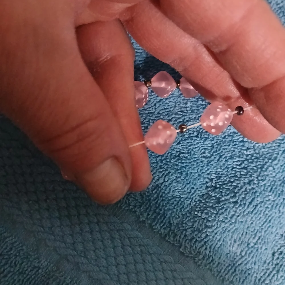 Pink Dice Bead Stretch Bracelet
